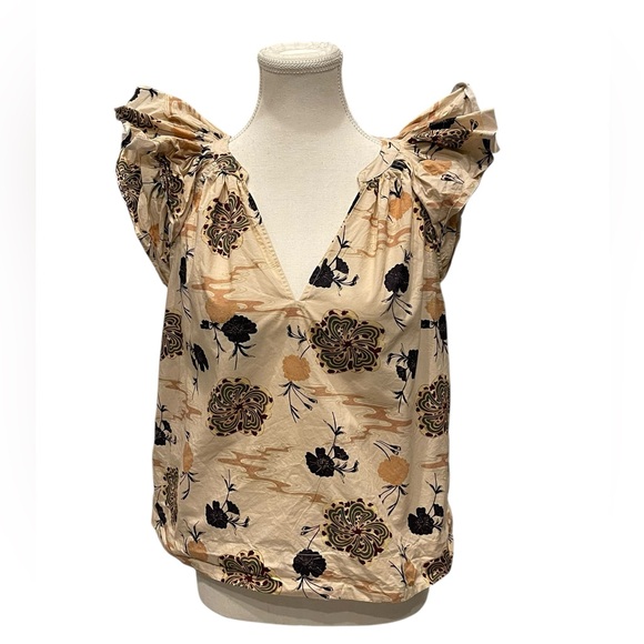 Ulla Johnson Ruffle-Sleeve Floral Elia Top Sz:0 - Picture 4 of 12